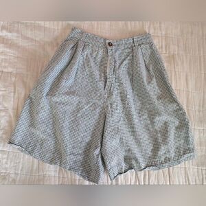 Vtg 90s Memphis Pleated Purple And Blue Plaid High-Waisted Shorts Size 9